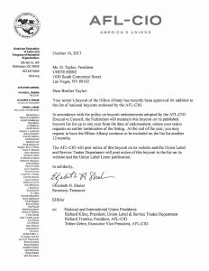 HILTON Albany Added to Boycott List